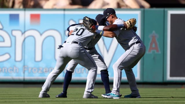 Santana homers twice, drives in 5 runs; Mariners slam Angels 9-1