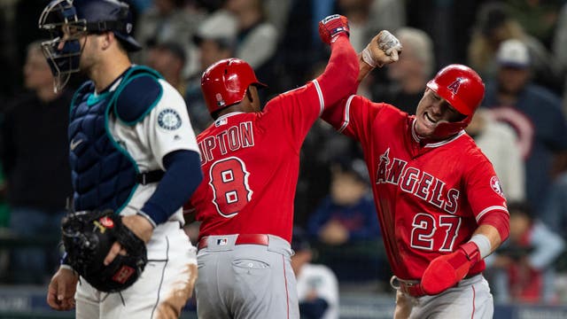 Trout homers for 8th time in 10 games, Angels beat M's 8-7