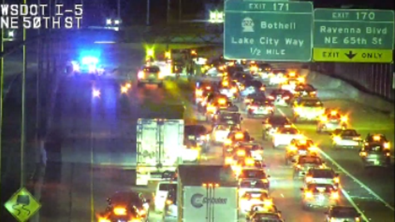 Pedestrian hit by car on I-5 near U-District