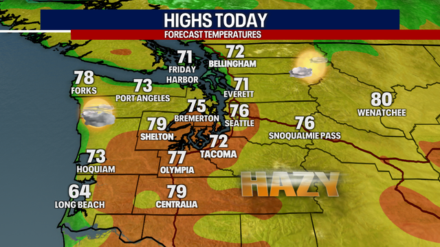 Seattle weather: Smoky sunshine today with better air quality Monday