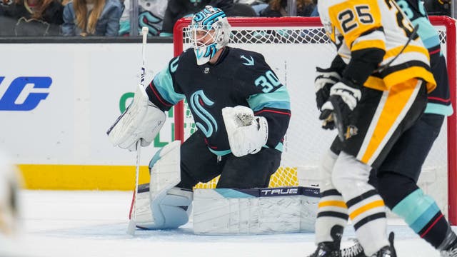 Jordan Eberle, Martin Jones carry Kraken to 3-1 win over Penguins