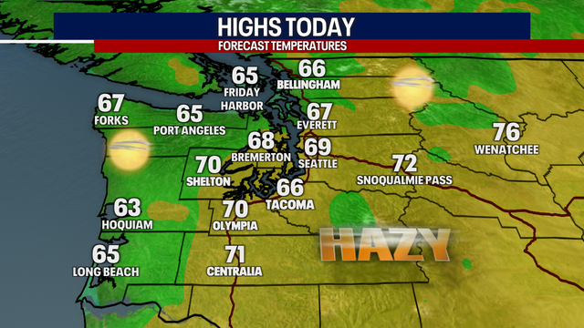 Seattle weather: Slightly less smoke today, rainy by Friday