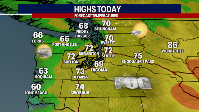 Seattle weather: Cloudy mornings and sunny afternoons
