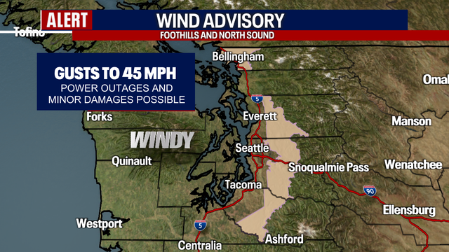 Strong easterly winds in the foothills Thursday