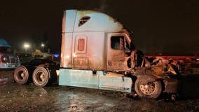 Person found dead inside burning semi-truck in Everett