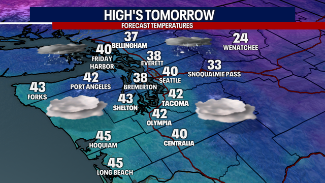 Seattle weather: Cold and cloudy on Saturday with isolated showers expected