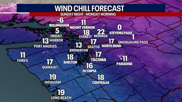 Seattle weather: Next system arriving Monday night will bring lowland snow