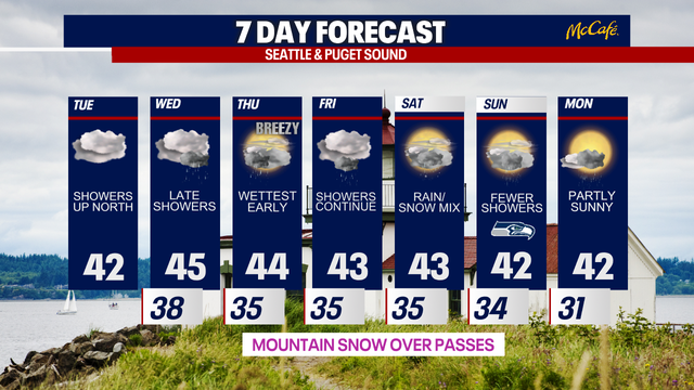 Seattle weather: Cool and occasionally damp week ahead