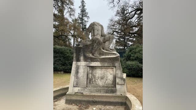 Mystery over beheaded statue of Northern California meat-packing magnate