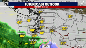 Rain chances continue tomorrow with gusty winds in the Cascades and Foothills