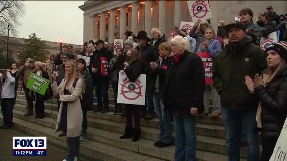 'Disgusted by the dishonesty': Tenino residents rally to stop facility from housing sex offenders