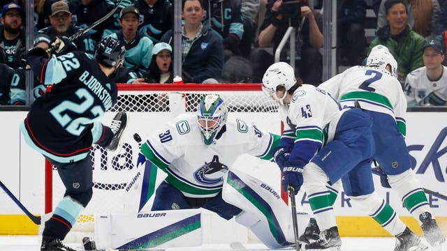 Oliver Bjorkstrand scores two goals as Kraken romp to 6-1 win over Canucks