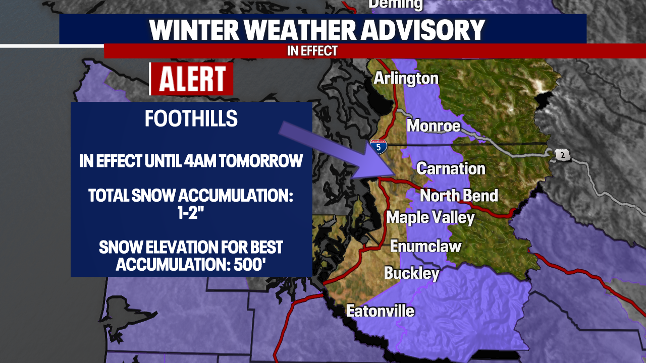 Lowland snow chances continue overnight