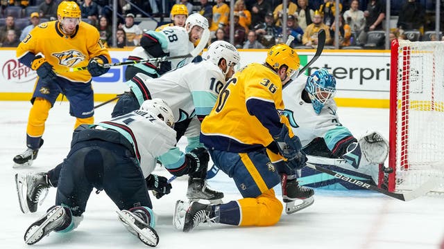 Sprong scores, Daccord saves 23, but Kraken fall 2-1 in shootout loss to Predators