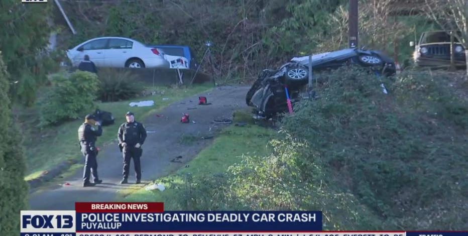 3 dead after fiery single-car crash in Puyallup, investigation underway