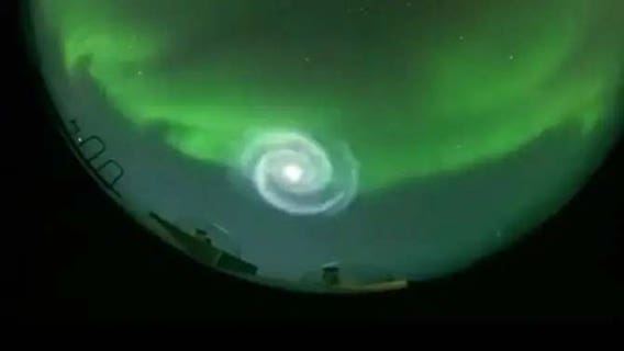 See the mysterious spiral swirling in Alaska sky amid aurora borealis