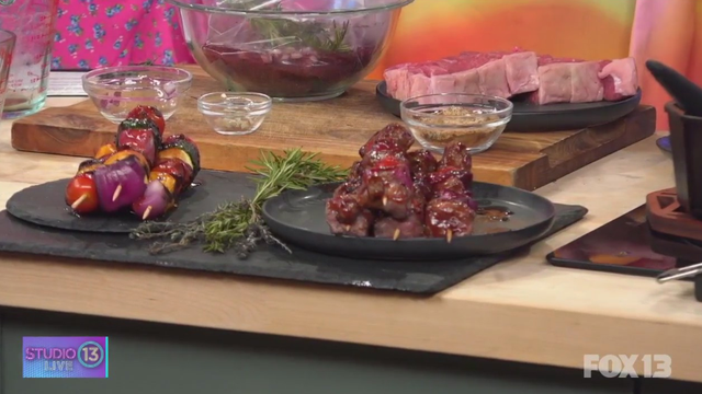 Emerald Eats: Making wine marinated skewers with cherry bourbon glaze
