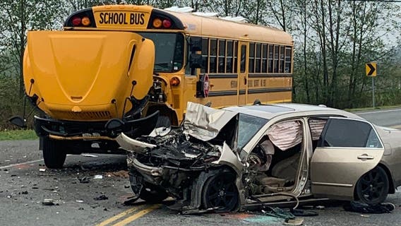 2 drivers, 2 students hurt in Whatcom County school bus crash