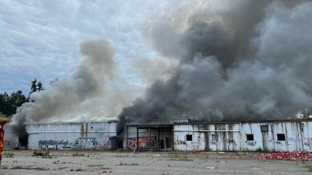 Massive fire breaks out at Lacey mushroom farm