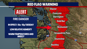 Seattle weather: High fire danger Tuesday in the Cascade Foothills