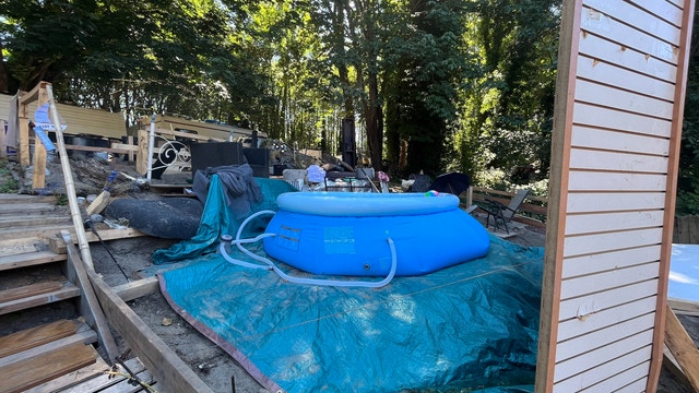 Community baffled by inflatable pool at Seattle homeless encampment