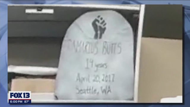 Seattle police chief addresses 'mock tombstone' of slain Black man displayed at local precinct