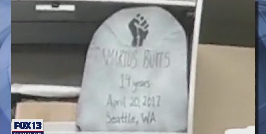 Seattle police chief addresses 'mock tombstone' of slain Black man displayed at local precinct