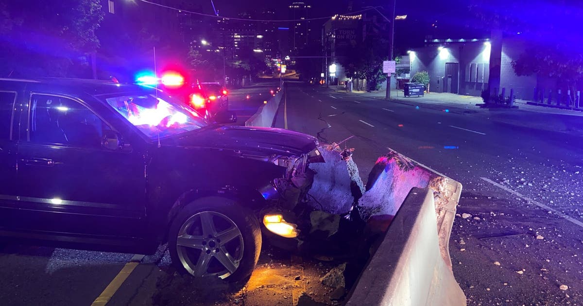 SPD: Suspected DUI driver crashes into motorcyclist, road barriers ...