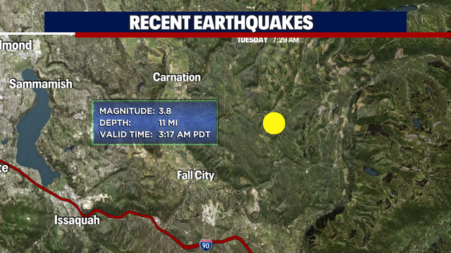 Small earthquake shakes Puget Sound area and foothills