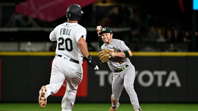 Mariners drop into tie for AL West lead with 3-1 loss to A’s as Rodriguez, Kirby scratched