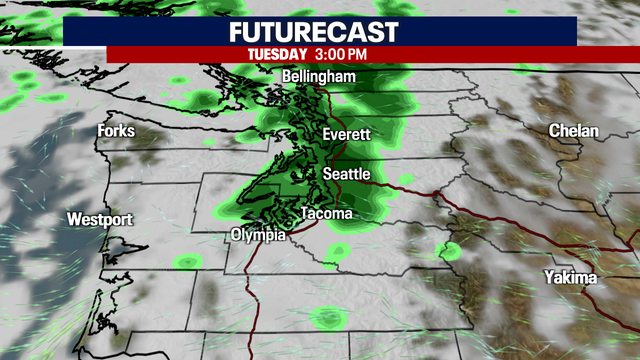 Seattle weather: Mostly cloudy with scattered showers Monday and Tuesday