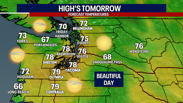 Seattle weather: Warm day tomorrow!