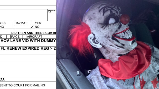 WSP: Driver cited for HOV lane violation, ticket price more frightening than clown dummy