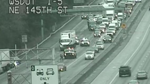 Multi-car crash blocks I-5 southbound in Shoreline