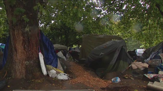 Protestors camp outside Burien City Hall, opposing new camping ordinance