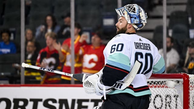 Kraken recall goaltender Chris Driedger from AHL Coachella Valley with Philipp Grubauer likely unavailable