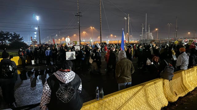 Pro-Palestinian protestors block Port of Tacoma to delay ship believed to be Israel-bound