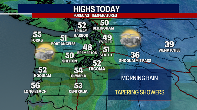 Seattle weather: Turning drier Tuesday evening through Thursday