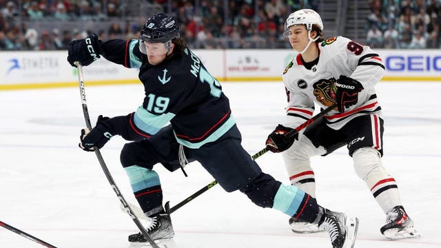 Kailer Yamamoto scores twice, Jared McCann adds team-high 14th goal, Kraken beat Blackhawks 7-1