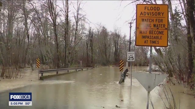 Skokomish River Valley submerged by flooding