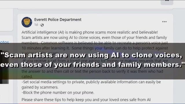 Everett Police warn of AI voice-cloning phone scam after case reported in Snohomish County