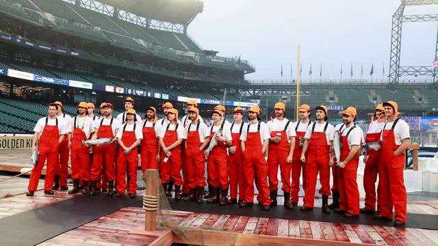 Elvis is in the building, along with fishmongers as part of a nautical scene for NHL Winter Classic in Seattle