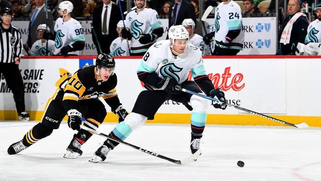 Short-handed Kraken have 9-game winning streak snapped in 3-0 loss to Penguins