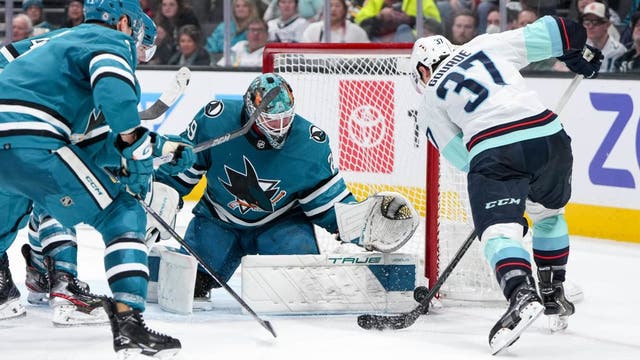 Mackenzie Blackwood makes 32 saves as Kraken suffer 2-0 loss to Sharks