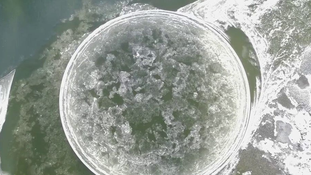 Watch: Drone video shows off ice disc spinning in partially frozen Washington river