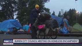 Unhoused Burien residents camp outside city hall after temporary shelter closes