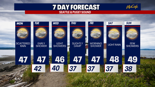 Slightly damp and unsettled pattern in Seattle