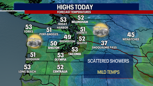 Seattle weather: Rain showers Wednesday, drier and sunnier Thursday