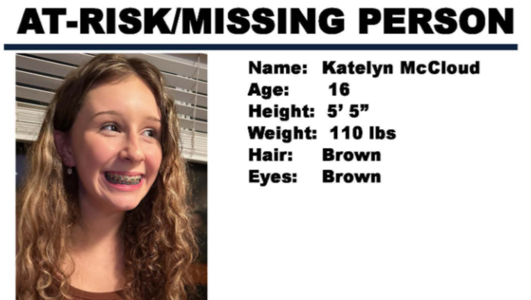 Missing teen: Katelyn McCloud