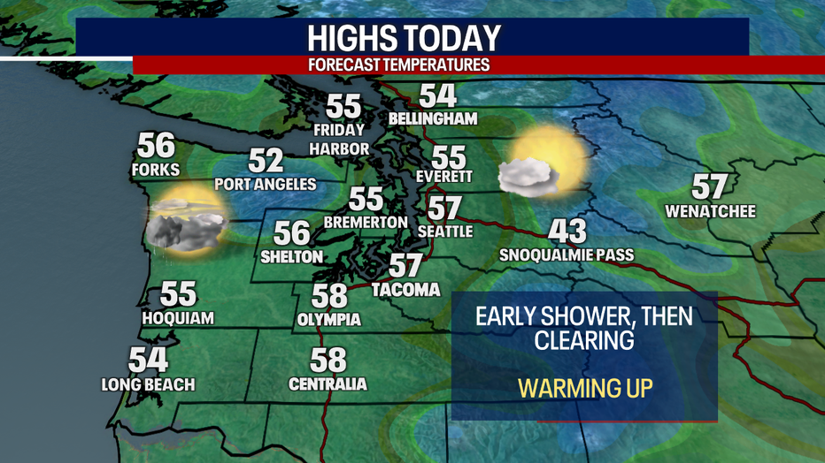 High temperatures forecast for Western Washington Friday.